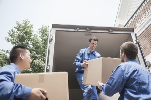 Commercial move in Bow with labelled boxes and furniture