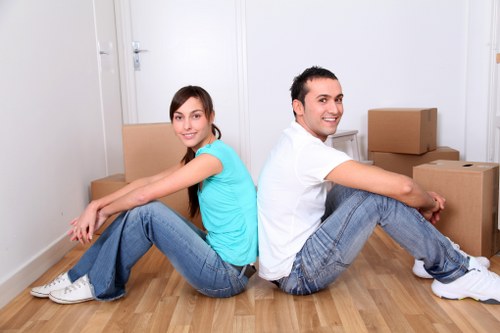 Preparation checklist for an office move with labelled boxes and furniture setup